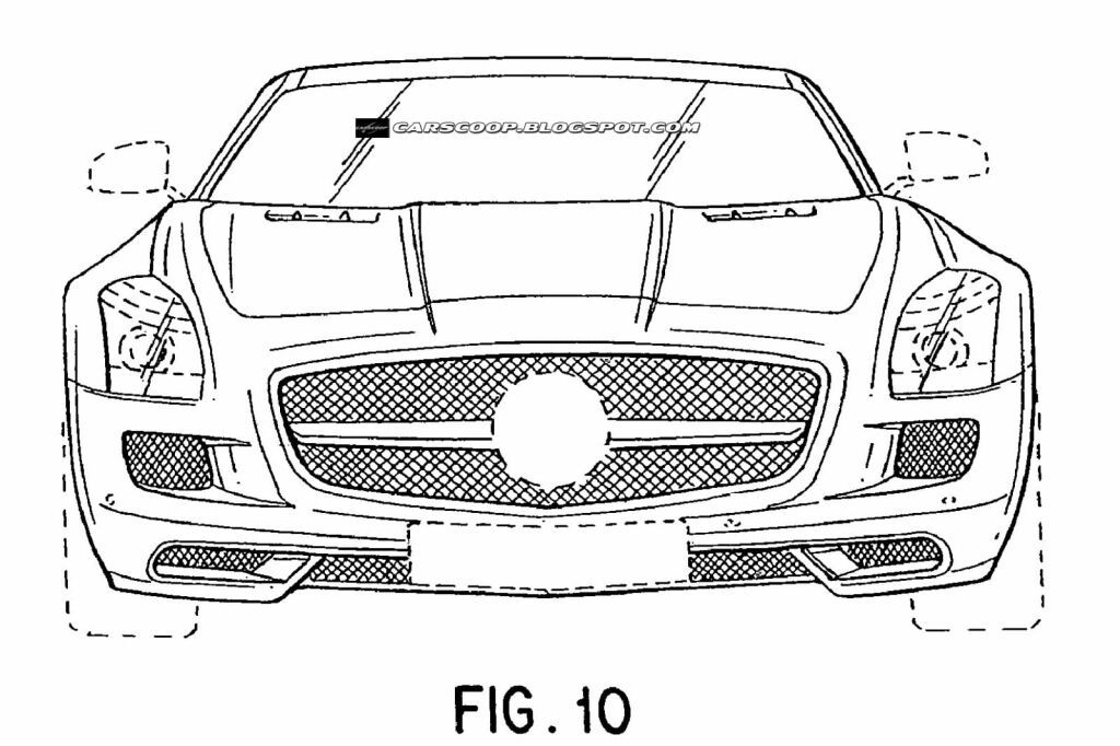 Mercedes-Benz SLS AMG Roadster, bocetos de patentes de diseño