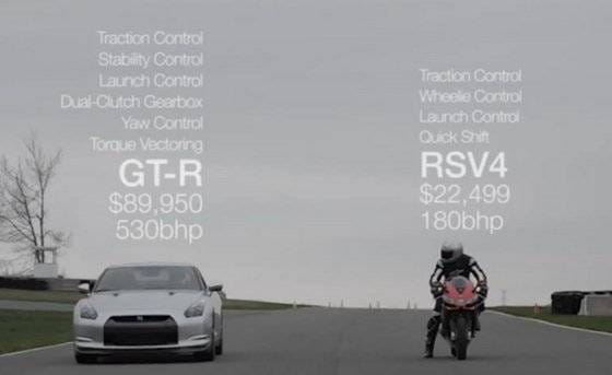 Nissan GT-R vs Aprilia RSV4 Factory APRC SE