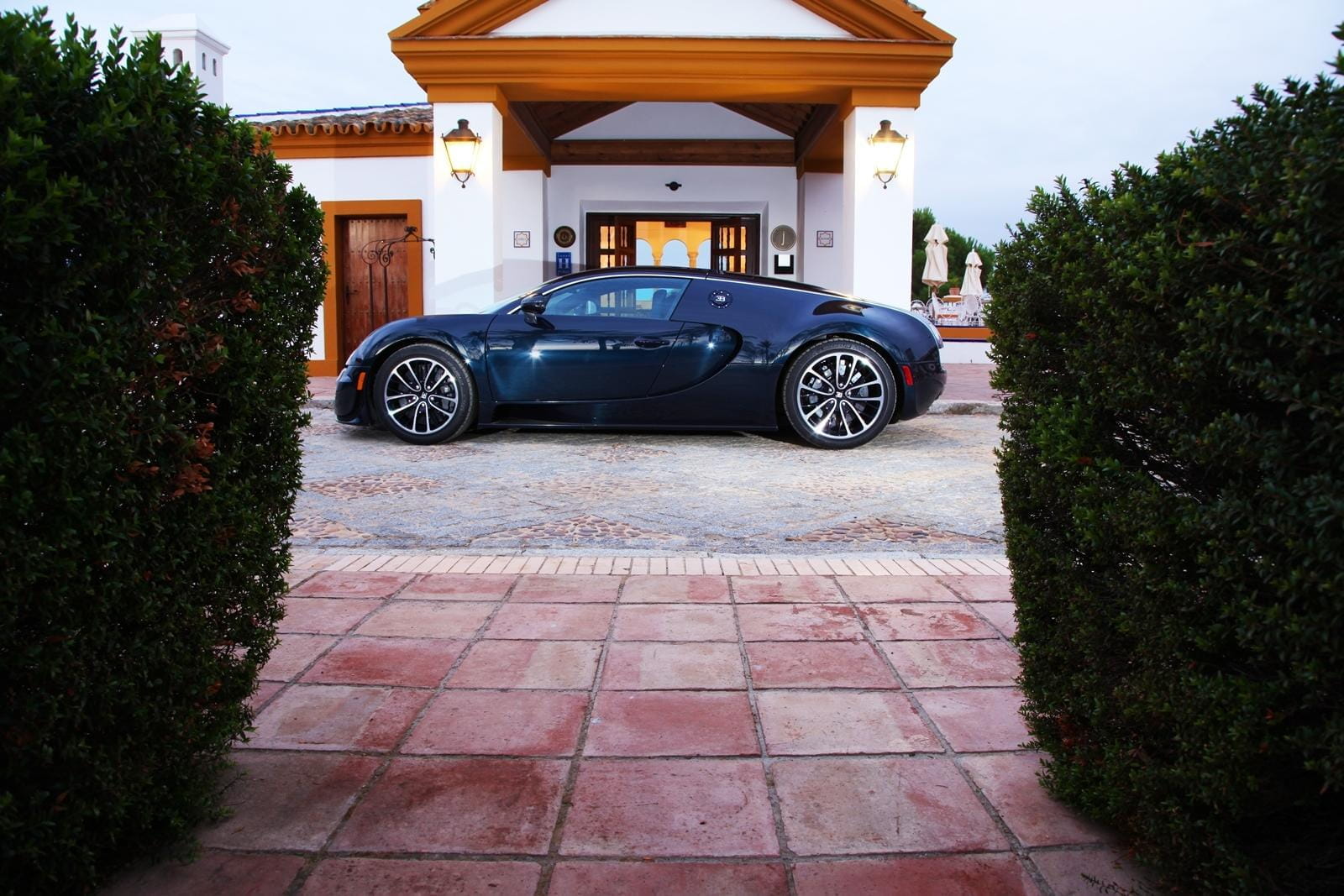 Vista lateral que muestra las líneas elegantes y dinámicas del Bugatti Veyron.