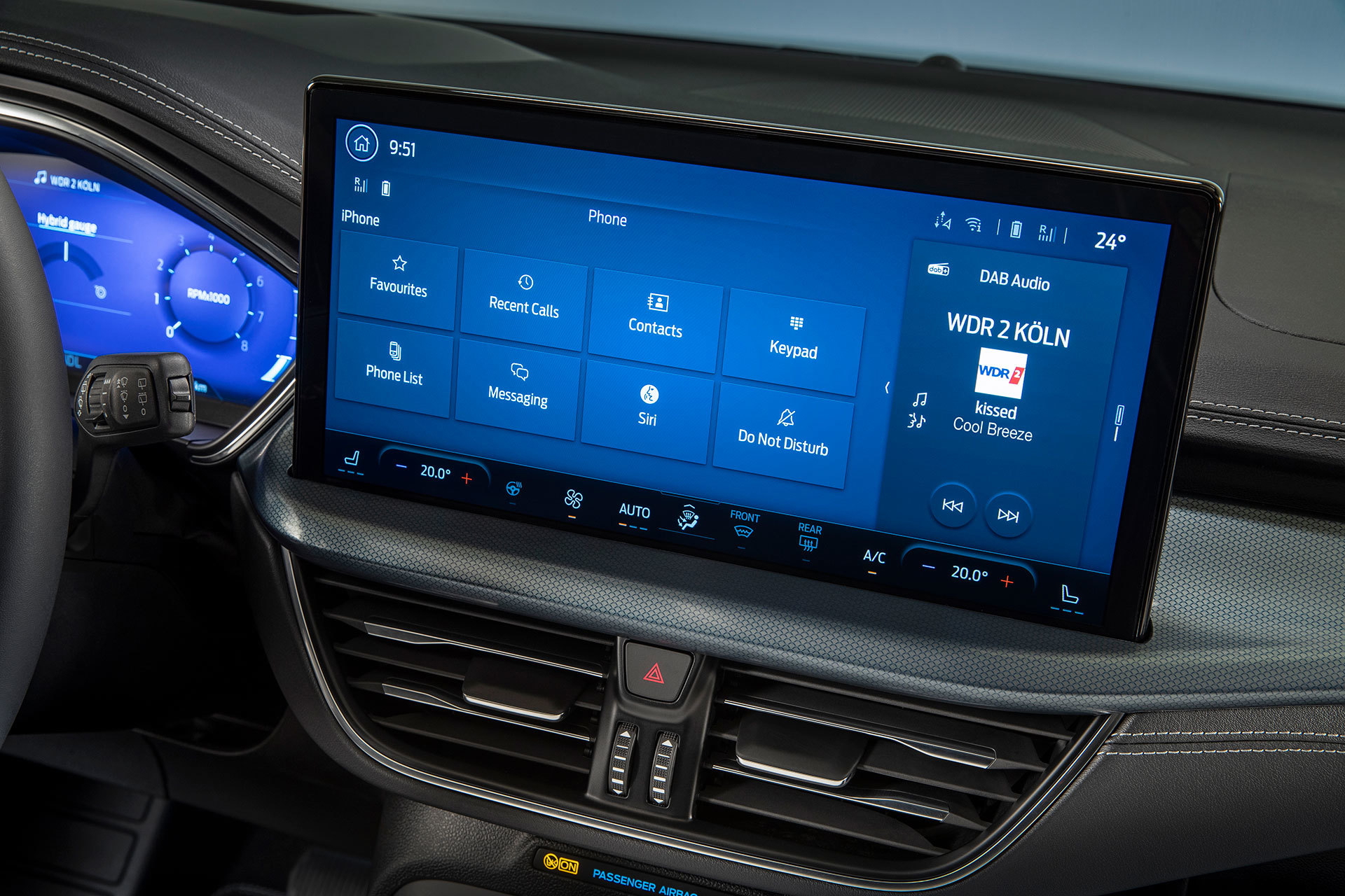 Vista del avanzado sistema de infotainment Sync del Ford Focus.