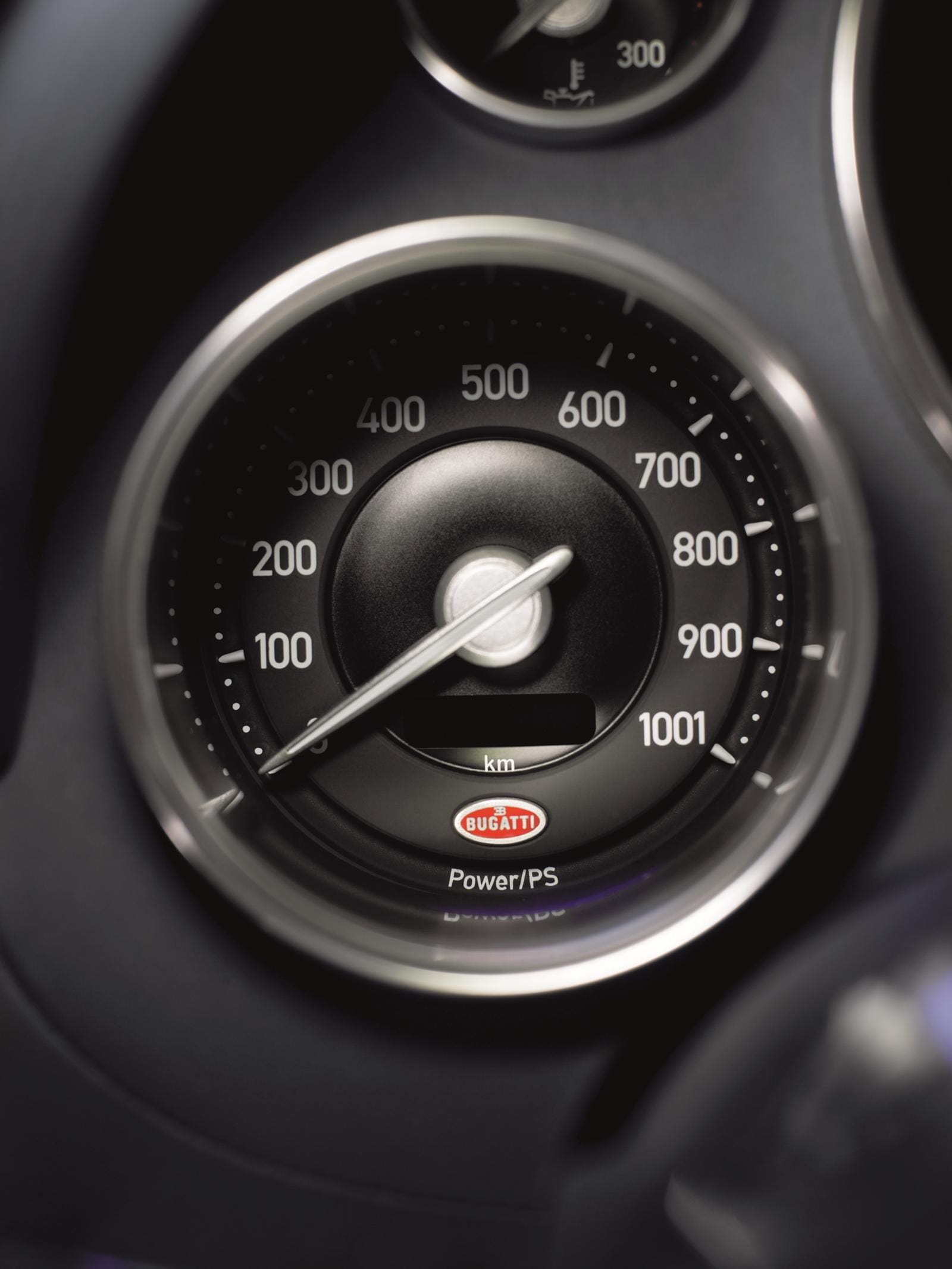 Velocímetro del Bugatti Veyron evidenciando su capacidad de más de 400 km/h.