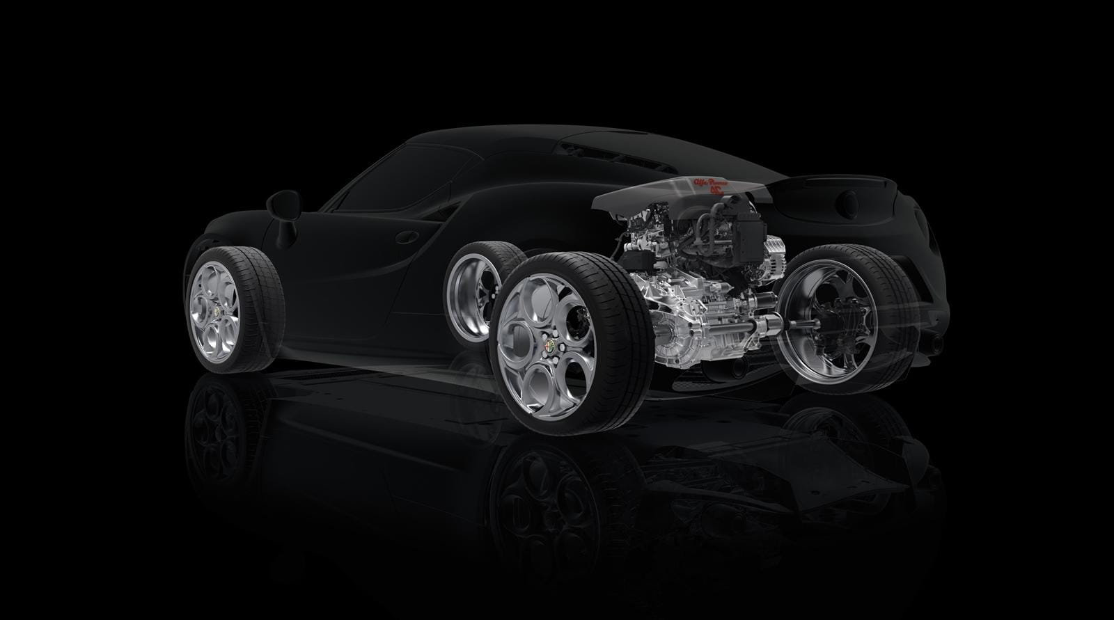 Vista lateral y trasera del Alfa Romeo 4C destacando su elegante diseño.