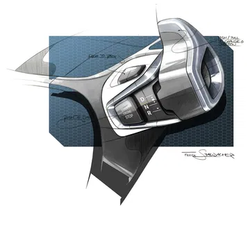 Espejo lateral del BMW i3, destacando su diseño aerodinámico.