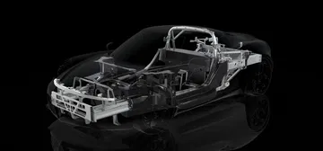 Estructura monocasco del Alfa Romeo 4C, mostrando su tecnología y diseño.