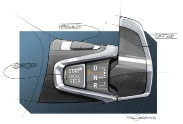 Vista del innovador mando de cambios del BMW i3, ergonómico y de fácil acceso.