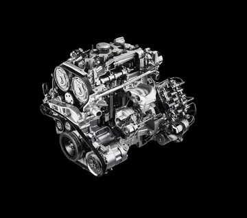 Motor turboalimentado Alfa Romeo 4C en representación digital.