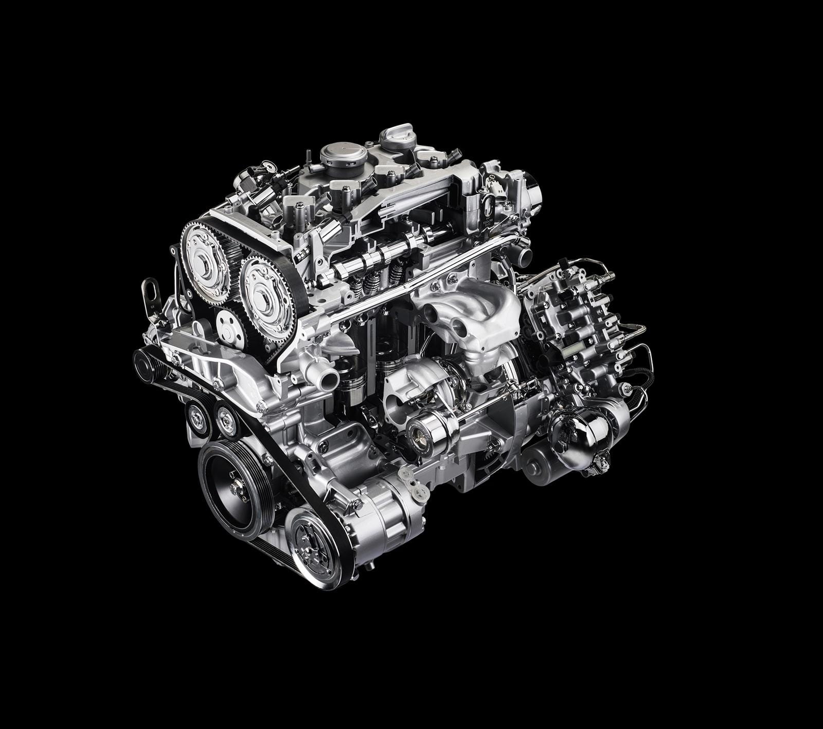 Motor turboalimentado Alfa Romeo 4C en representación digital.