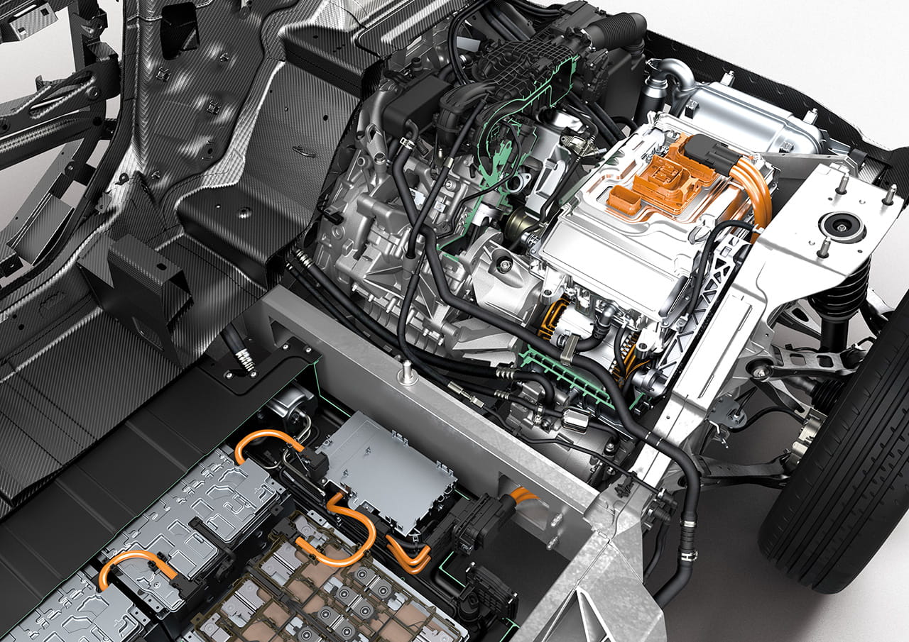 Motor eléctrico BMW i3 con batería y componentes
