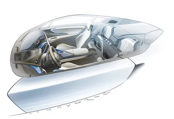 Vista aérea enfocando el diseño aerodinámico y el techo del BMW i8.