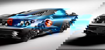 Vista trasera y lateral del Ford GT, destacando su diseño aerodinámico.