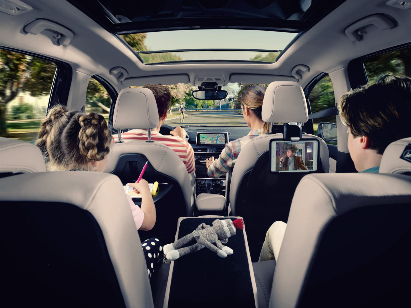 Amplia cabina del BMW Serie 2 Gran Tourer con capacidad para siete pasajeros.