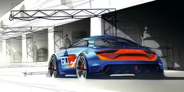 Contraste de aerodinámica y estilo en Alpine A120 desde ángulo trasero lateral.