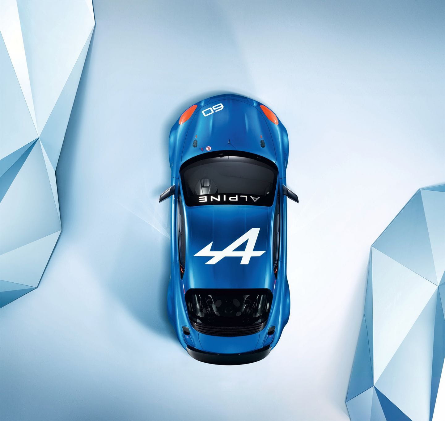 Vista aérea del Alpine A120 mostrando su distintivo techo.