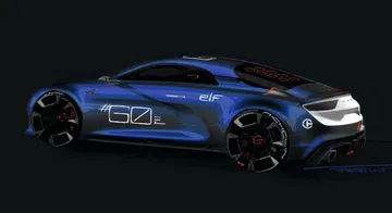 Perfil dinámico y atlético del Alpine A120, mostrando su línea lateral deportiva.