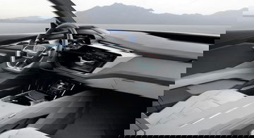 Vista del volante y sistema de pantallas del Audi e-tron quattro.
