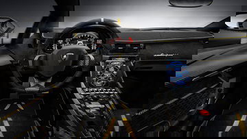 Vista del volante y la consola central del Lamborghini Centenario.