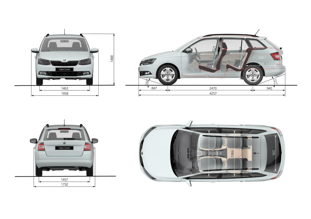 las medidas y detalles Fabia Combi
