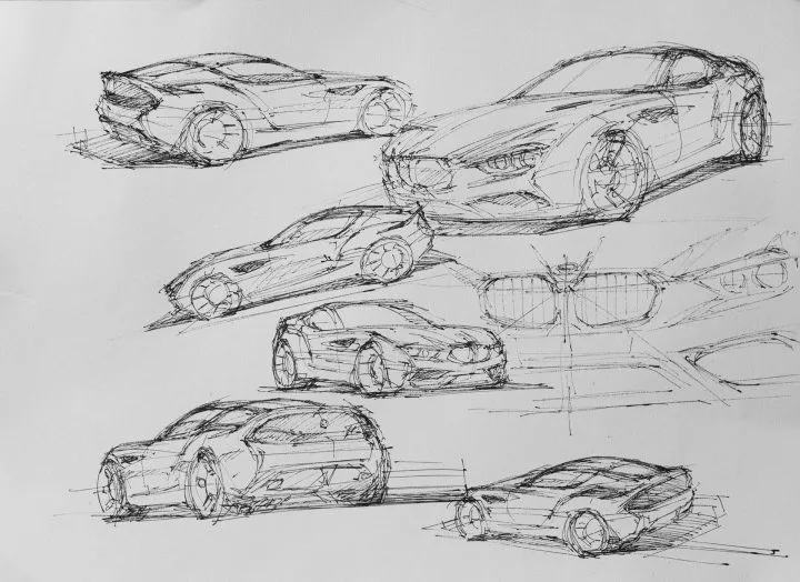 Dibujo conceptual del BMW Z5 mostrando diferentes ángulos.