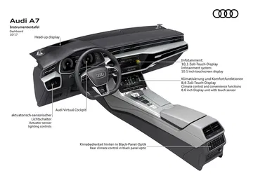 Elegante diseño de la cabina del Audi A7 Sportback con acabados de alta calidad.