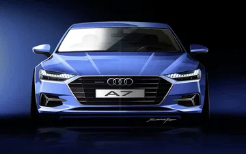 Vista frontal del Audi A7 Sportback destacando su parrilla Singleframe.