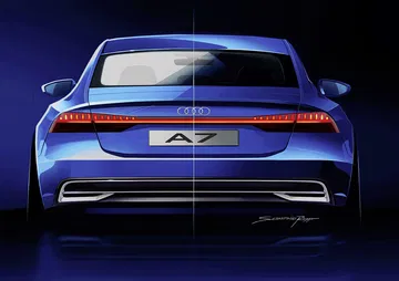 Vista trasera del Audi A7 Sportback destacando su diseño de iluminación.
