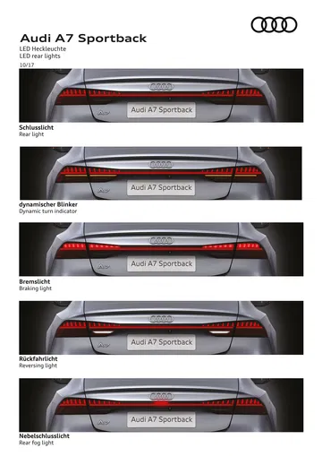 Vista trasera completa del Audi A7 Sportback, destacando su diseño elegante.