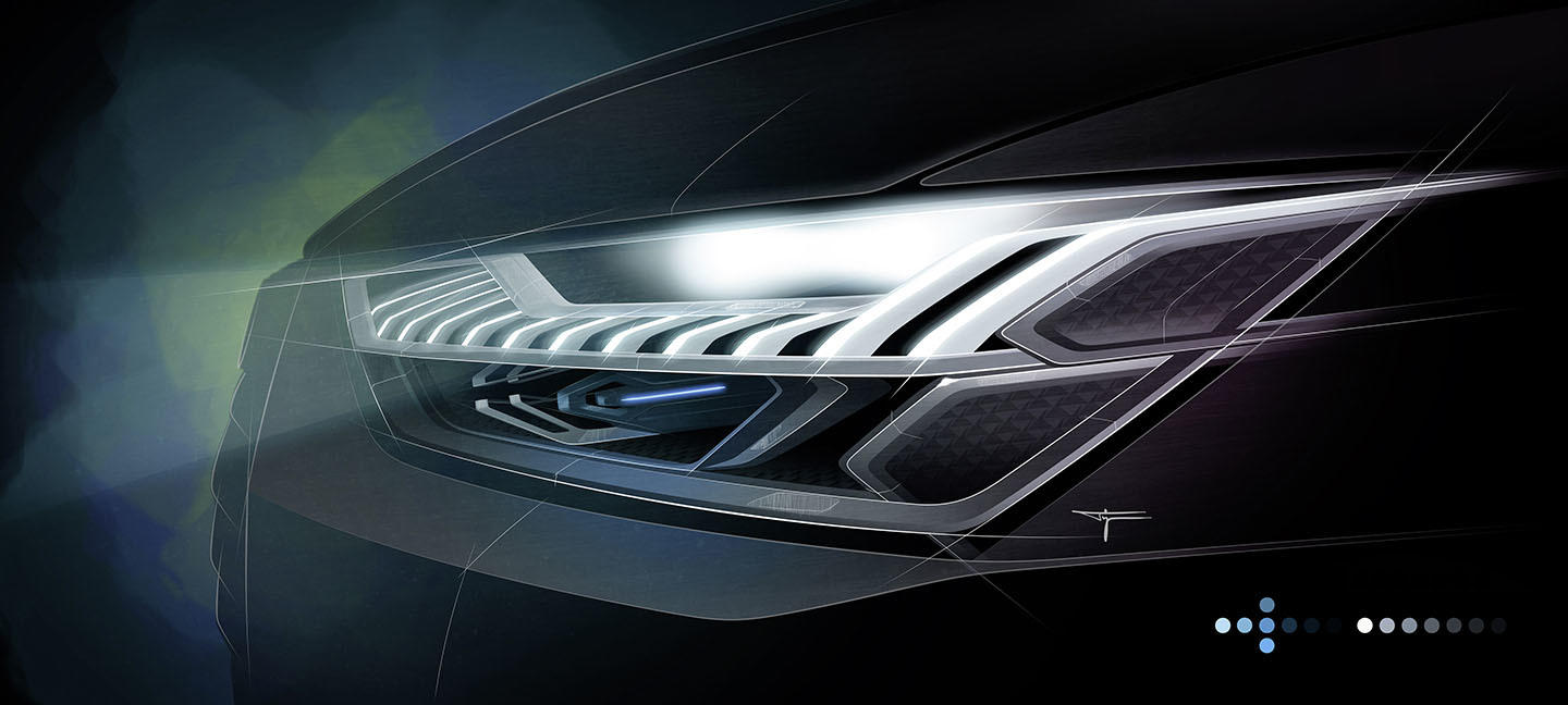 Primer plano de la tecnología de iluminación del Audi A7 Sportback.