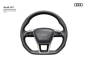 Detalle del volante del Audi A7 Sportback, muestra elegancia y funcionalidad.