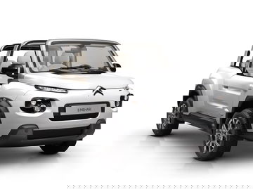Vista angular del Citroën e-Mehari destacando su diseño desenfadado y vanguardista.