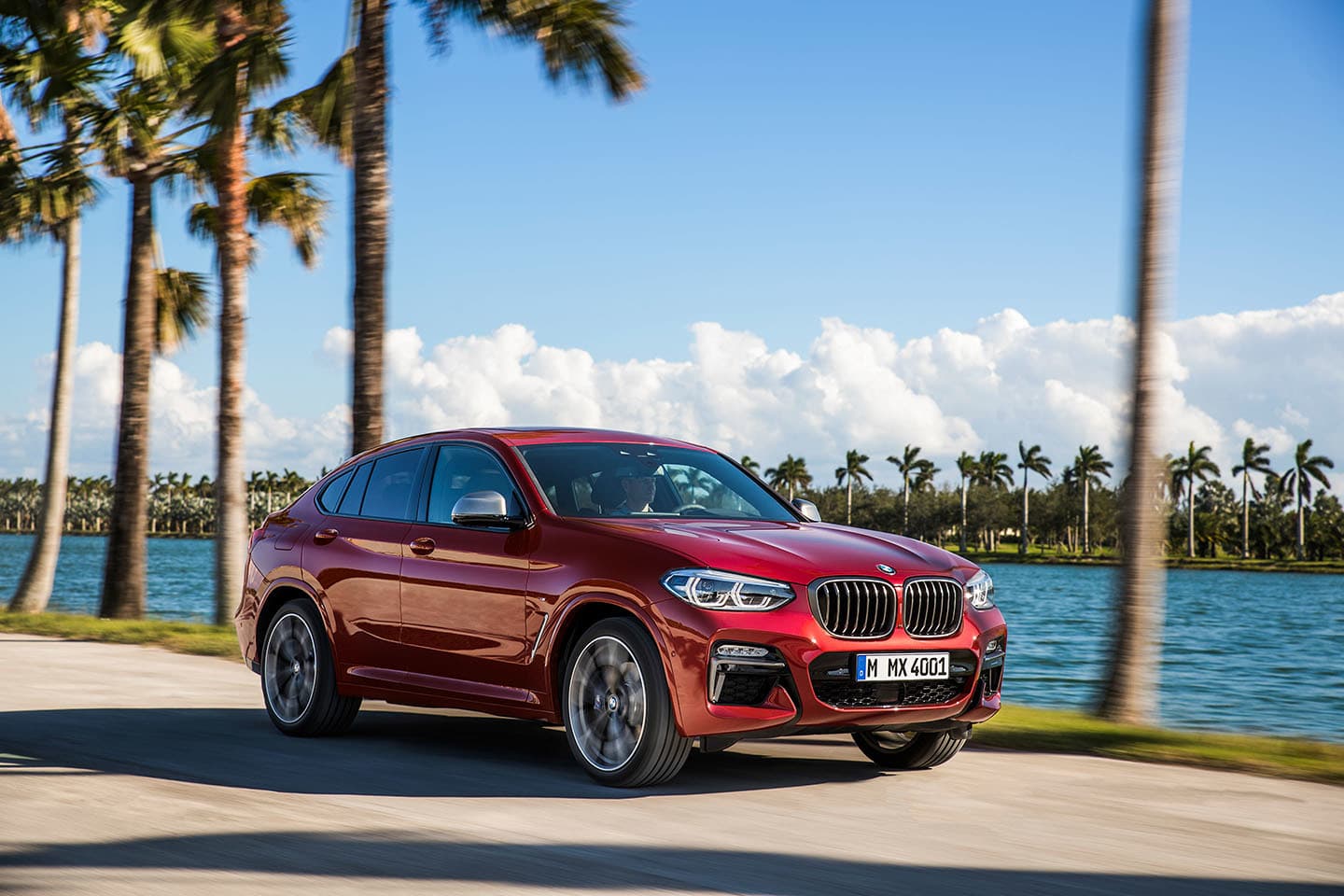 BMW X4 en movimiento mostrando su perfil dinámico y deportivo.