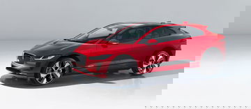 Vista lateral Jaguar I-PACE en un tono rojo vibrante.