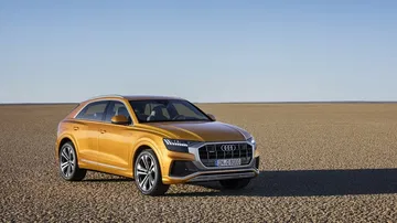Vista lateral del Audi Q8 mostrando su elegante silueta.