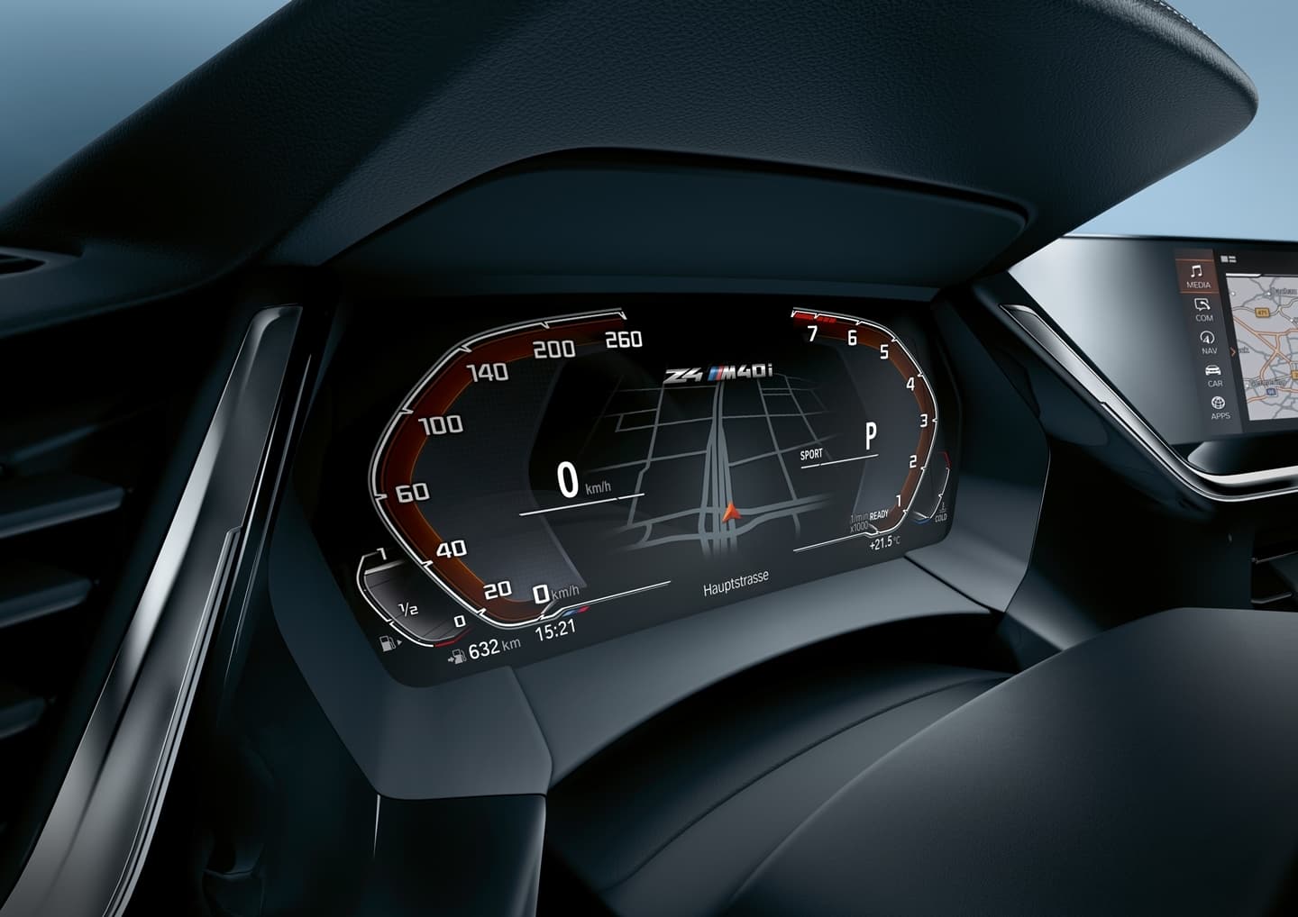 Vista del cuadro de mandos digital del BMW Z4 con iluminación LED.