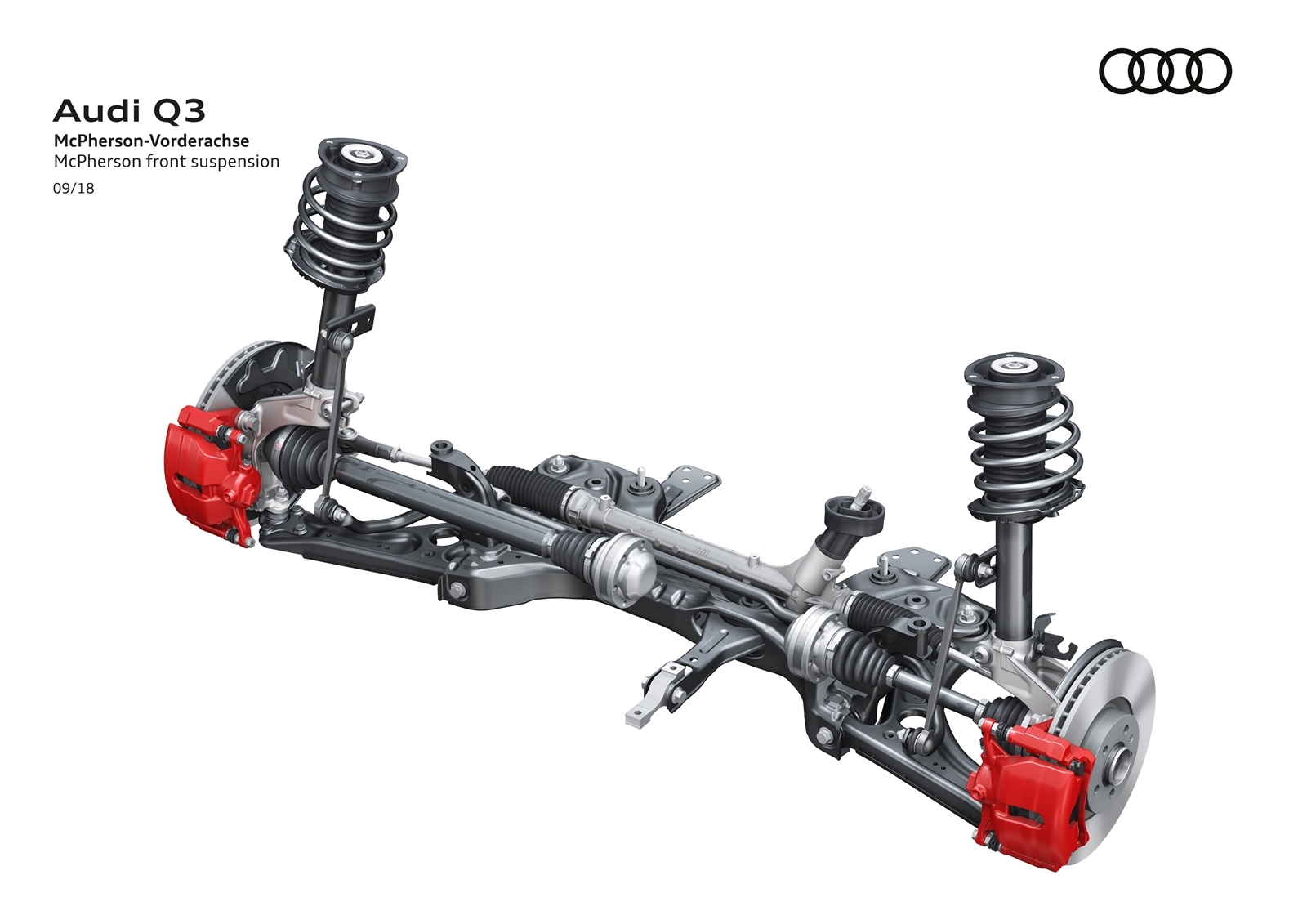 Imagen del sistema de suspensión del Audi A1 que muestra su compleja ingeniería y diseño.