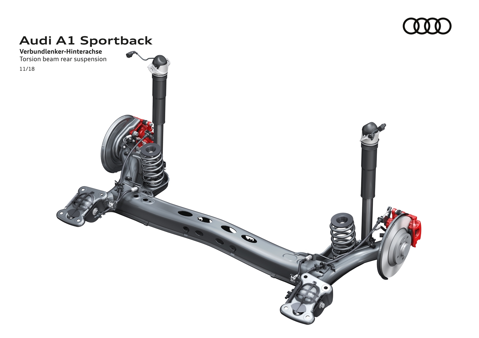 Imagen técnica del sistema de suspensión del Audi A1 Sportback.
