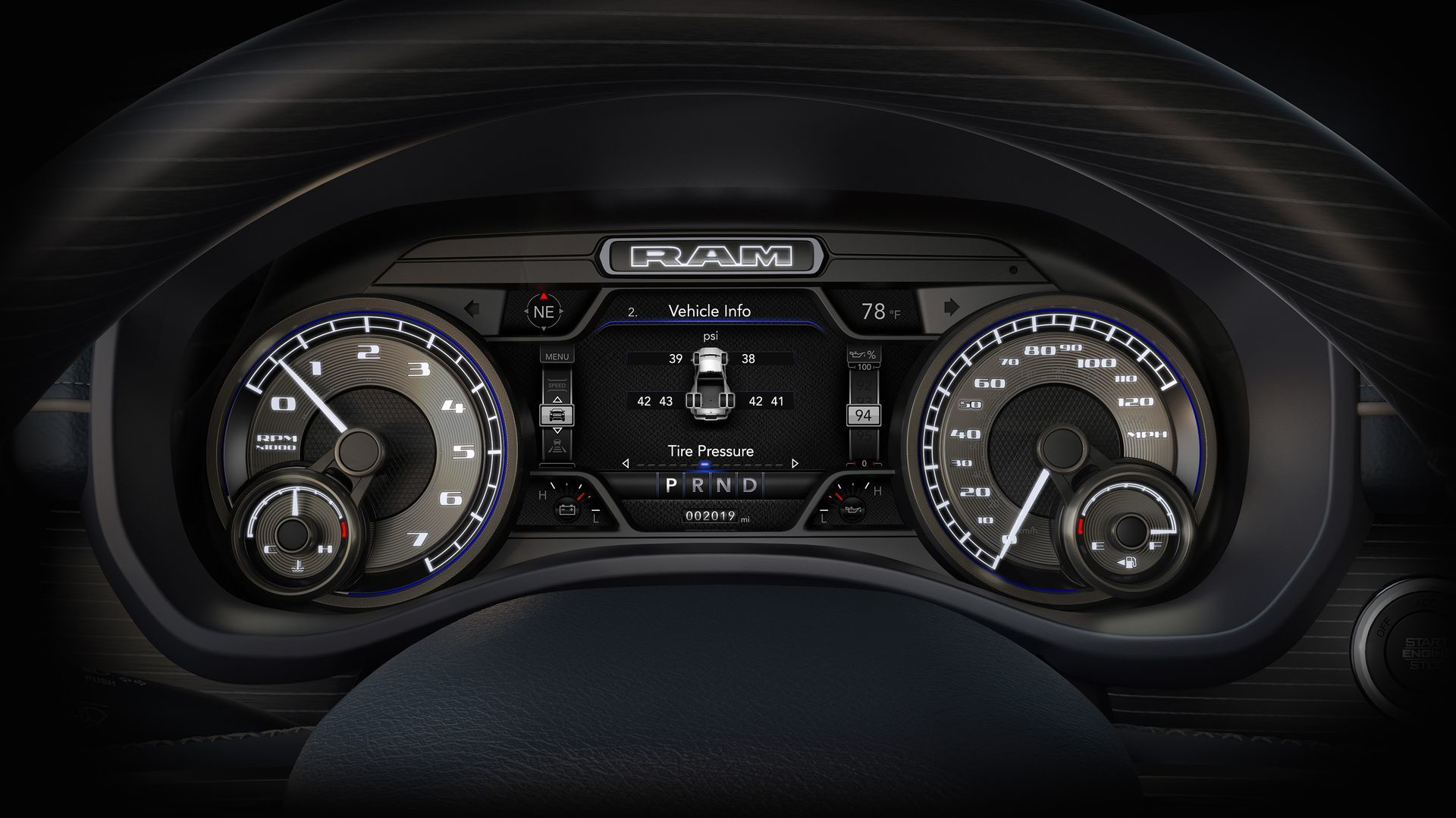 2019 Ram Heavy Duty Cluster With Dually Tire Pressure