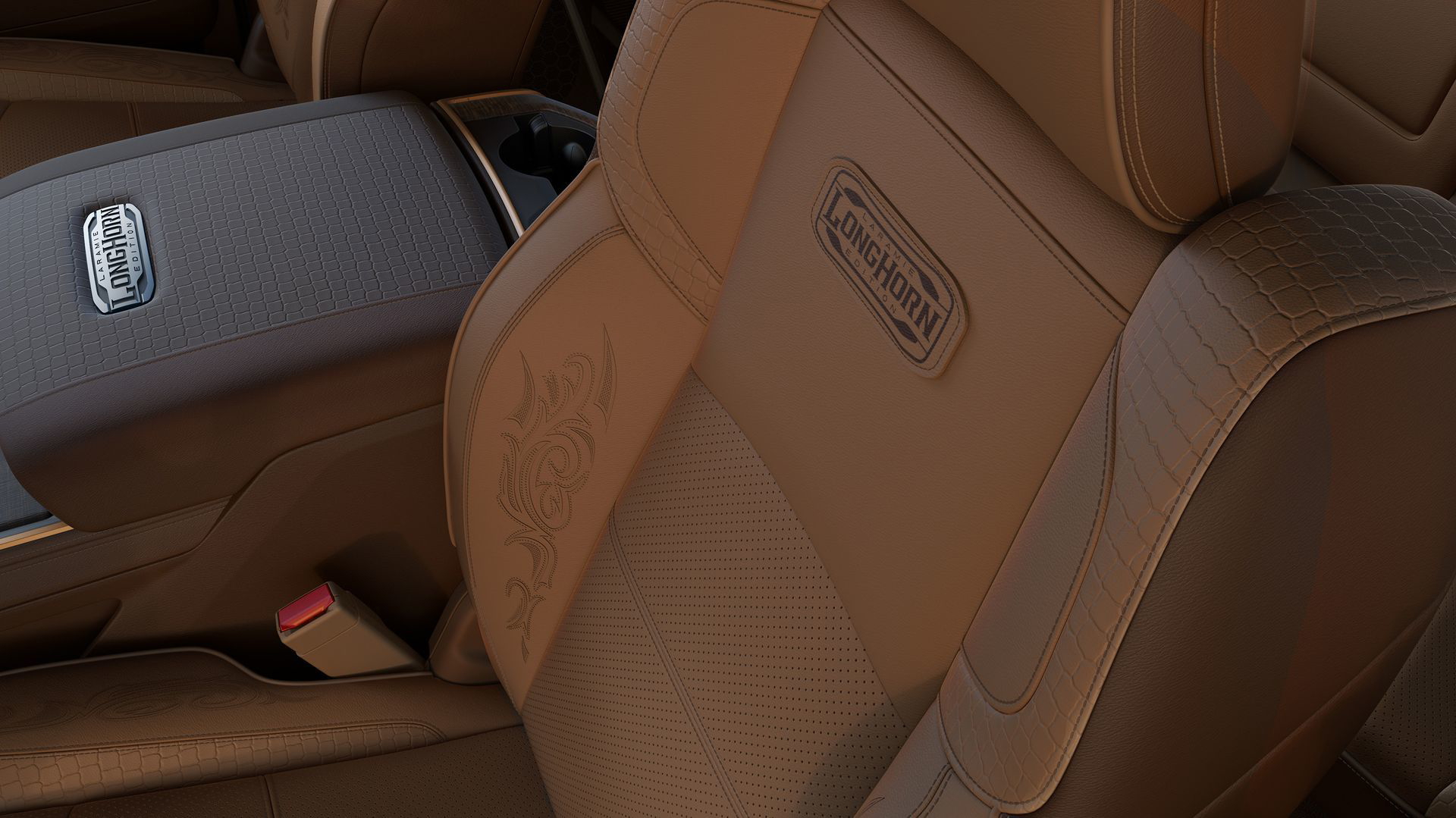 2019 Ram Heavy Duty Mountain Brown Seat Embroidery