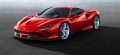 Silueta aerodinámica lateral del Ferrari F8, destacando su perfil deportivo.