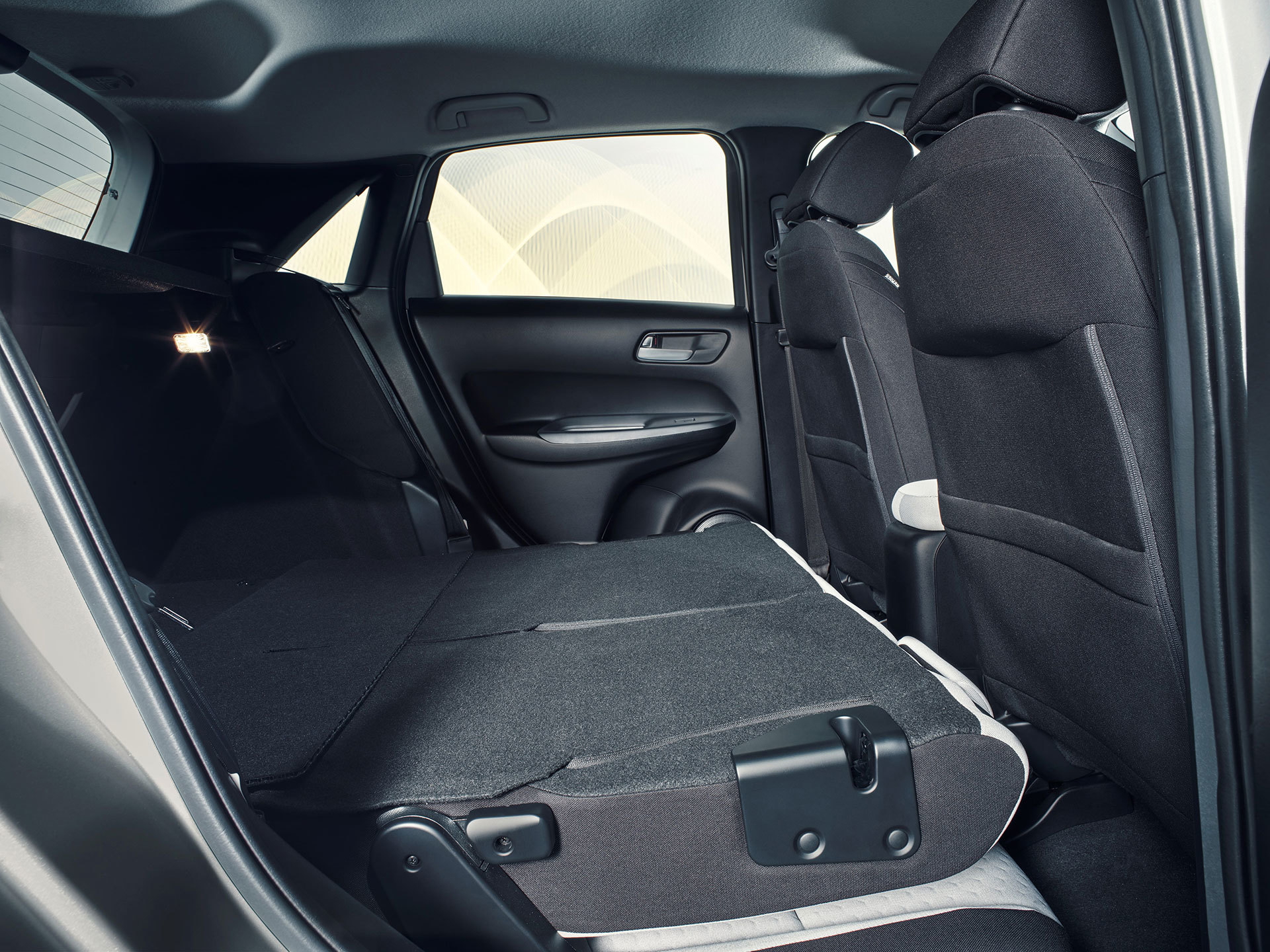 Vista del sistema de asientos traseros Magic Seat del Honda Jazz.
