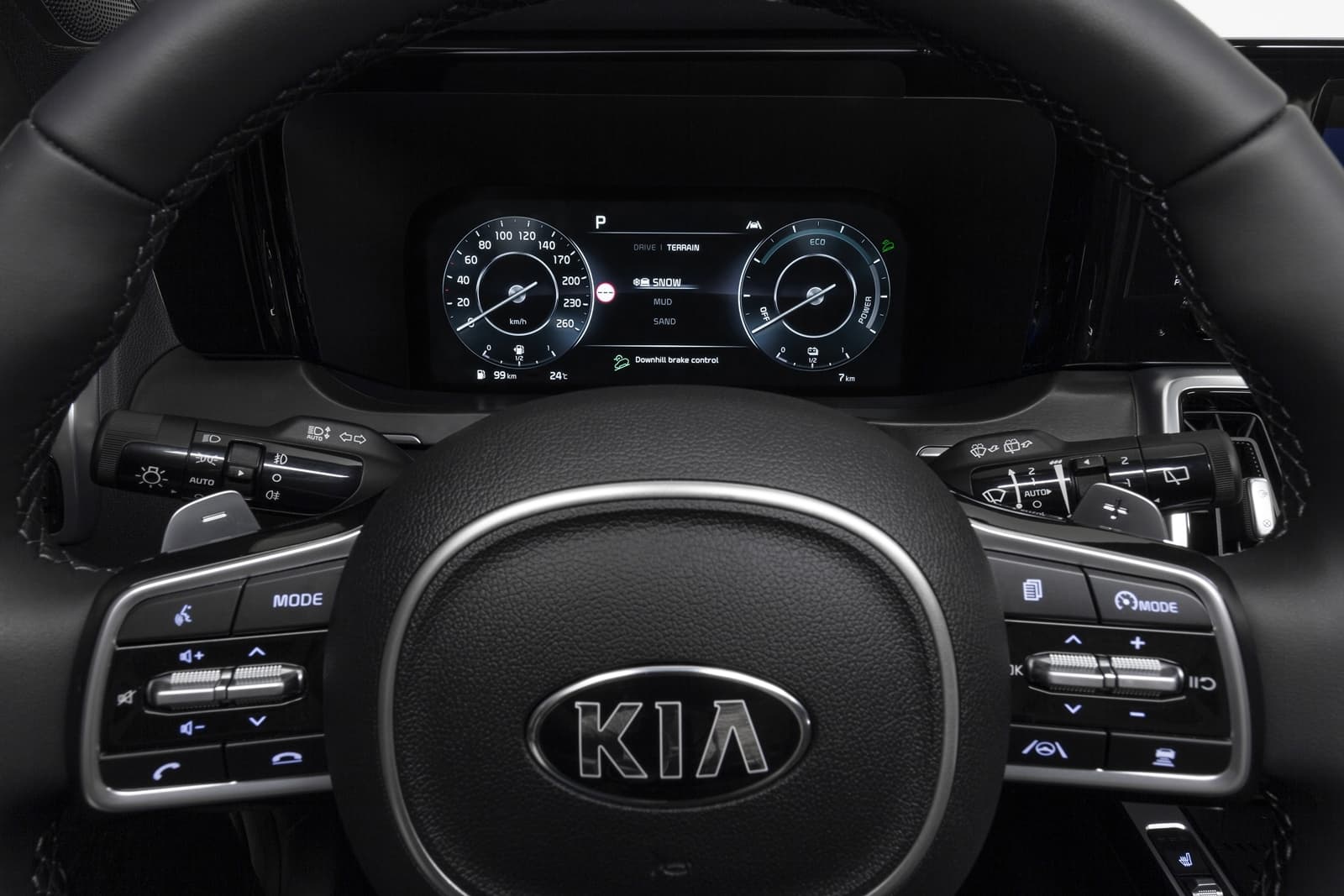 Volante multifunción y cuadro de instrumentos digitales del Kia Sorento