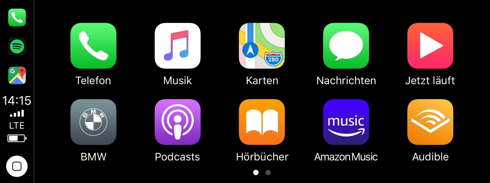 Vista parcial de la interfaz del sistema de infotainment BMW.