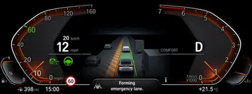 Visualización del sistema de asistencia a la conducción en BMW Serie 6 GT.