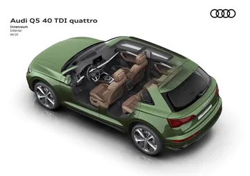 Vista superior del Audi Q5, destacando el diseño del techo y líneas laterales