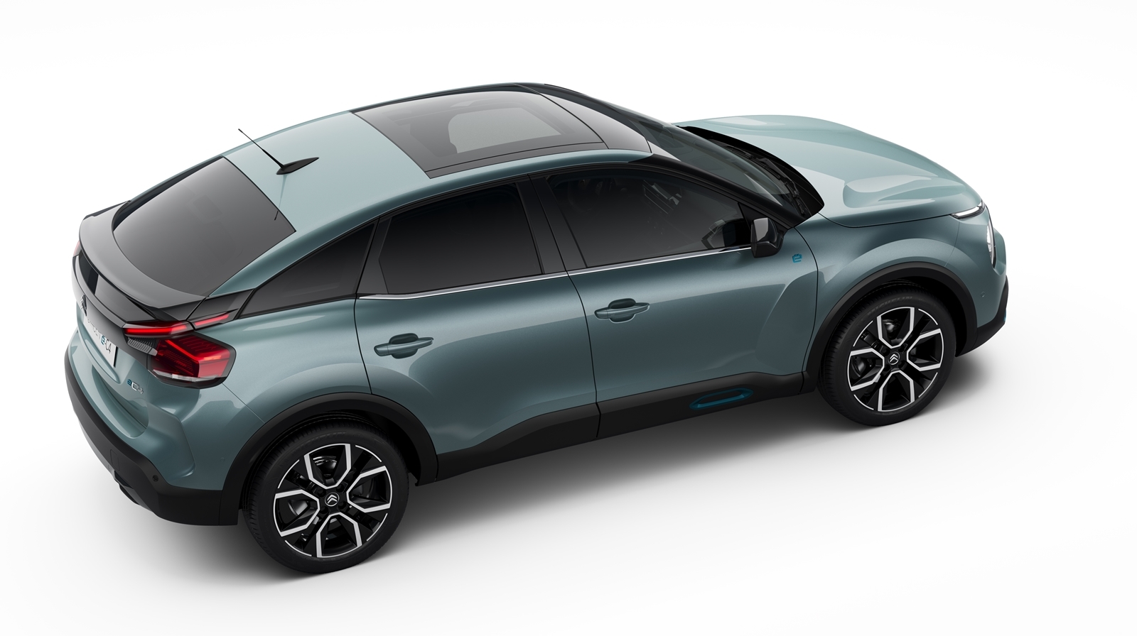 Vista lateral del Citroën C4 destacando su perfil aerodinámico y diseño moderno.