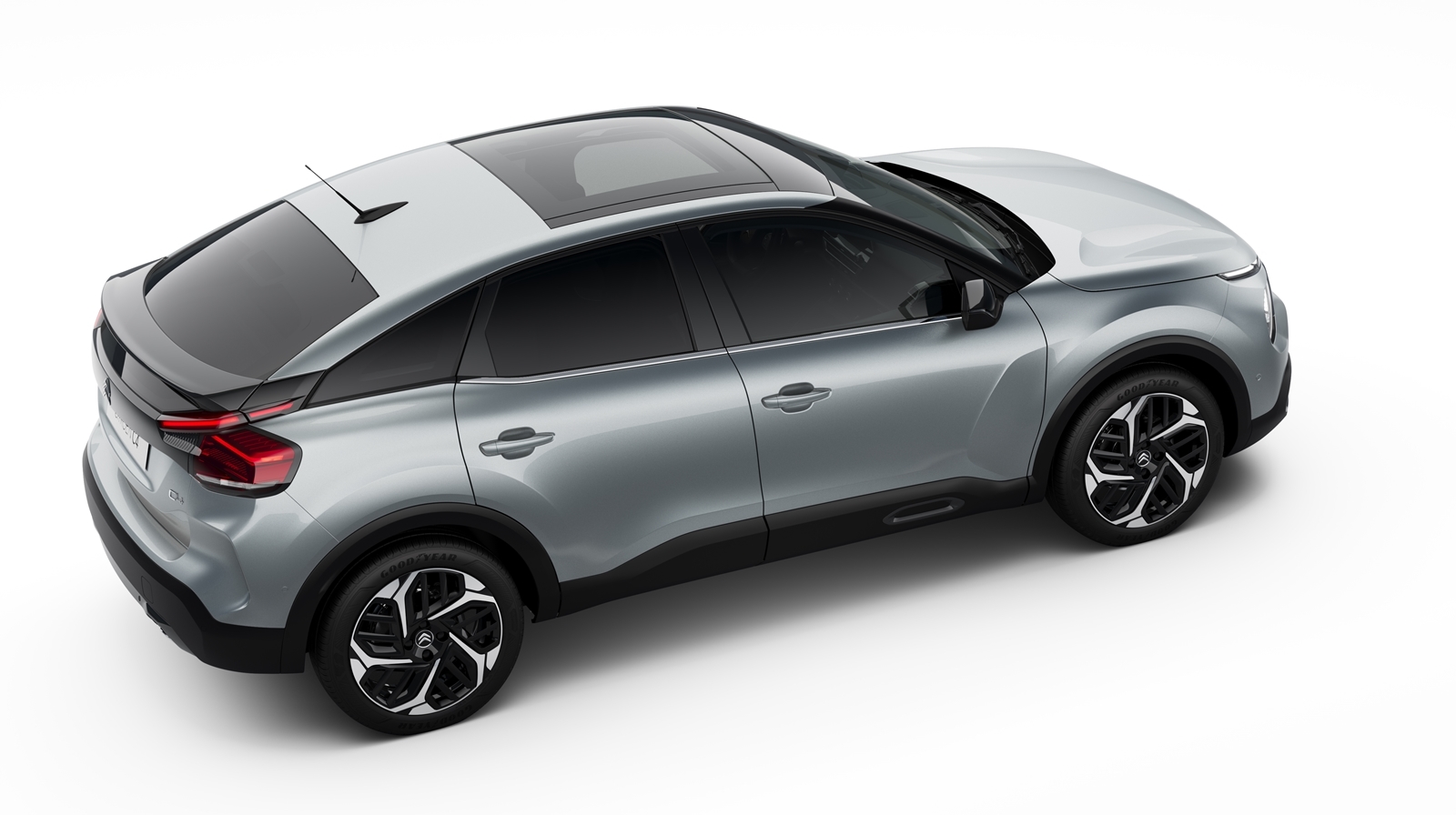 Vista lateral del Citroën C4 destacando su línea dinámica y llantas elegantes.