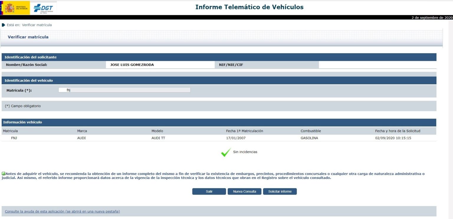 Informe Vehiculo Dgt Diariomotor