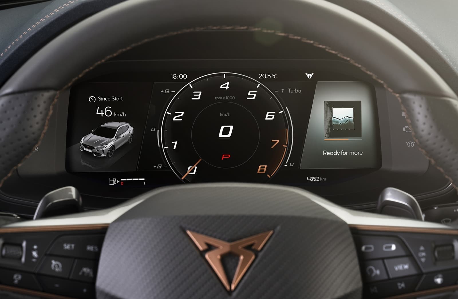 Cuadro de instrumentos digitalizado del CUPRA Formentor con indicadores activos.