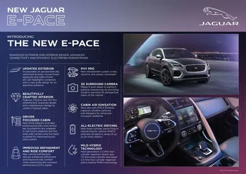 Folleto promocional del Jaguar E-PACE con detalles y características.