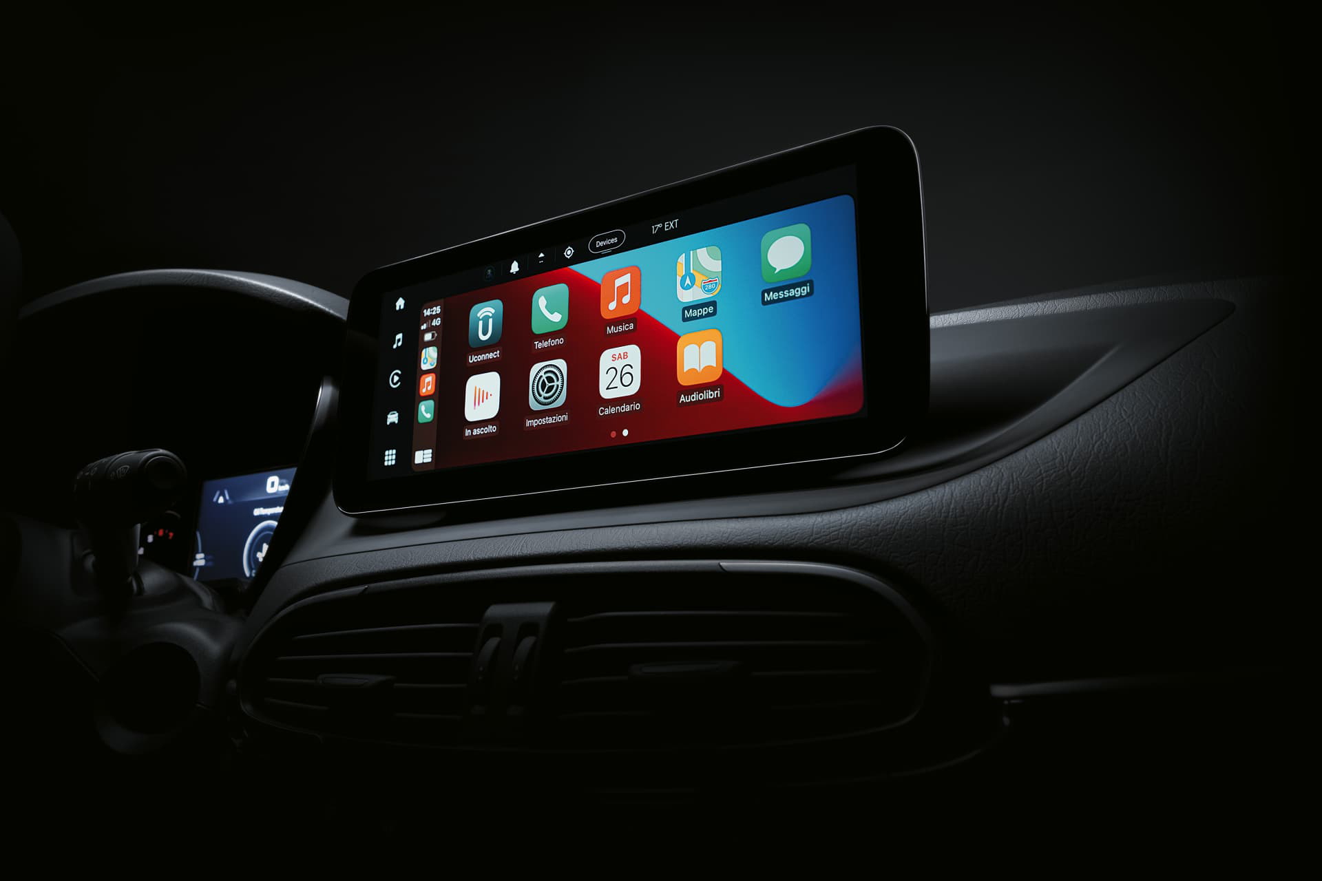 Vista del sistema de infotainment del Fiat Tipo, tecnología al servicio del conductor.