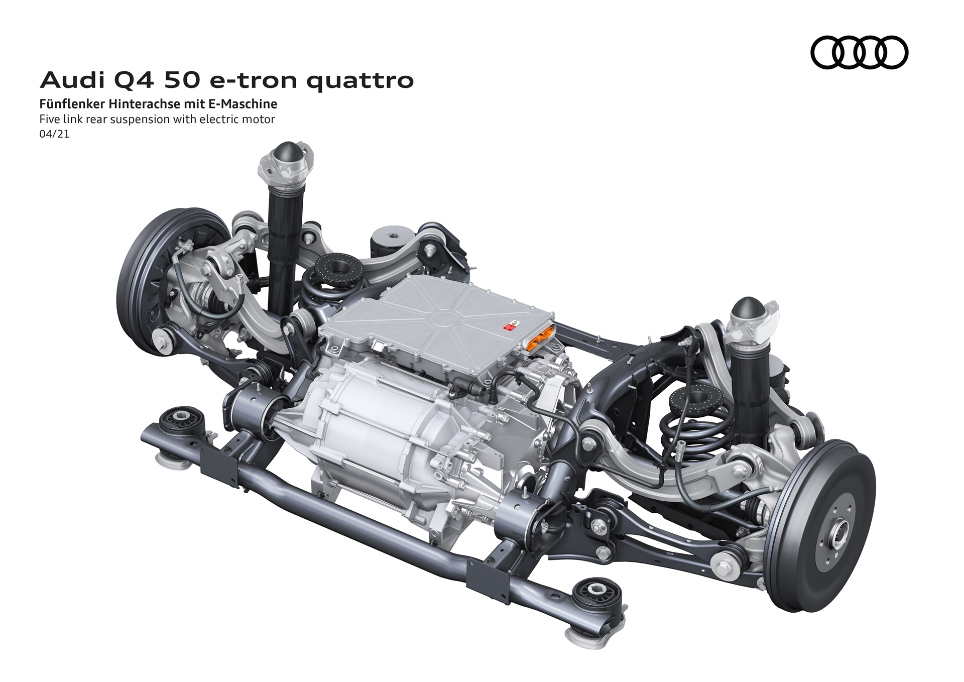 Vista del sistema de propulsión eléctrica del Audi Q4 e-tron.